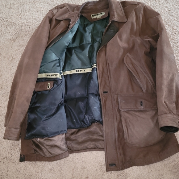 Mens large leather coat with removable down liner great condition. RFT - Picture 4 of 4
